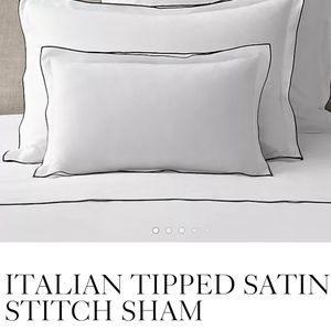 RESTORATION HARDWARE LUMBAR SHAM Italian tipped stitch white gray nwot